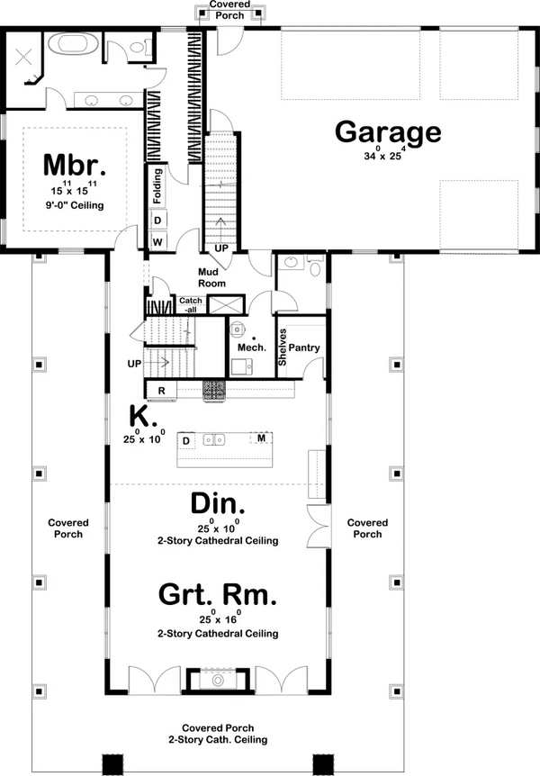 Stillwater House Plan Two Story, 3 Garage Farmhouse Plan